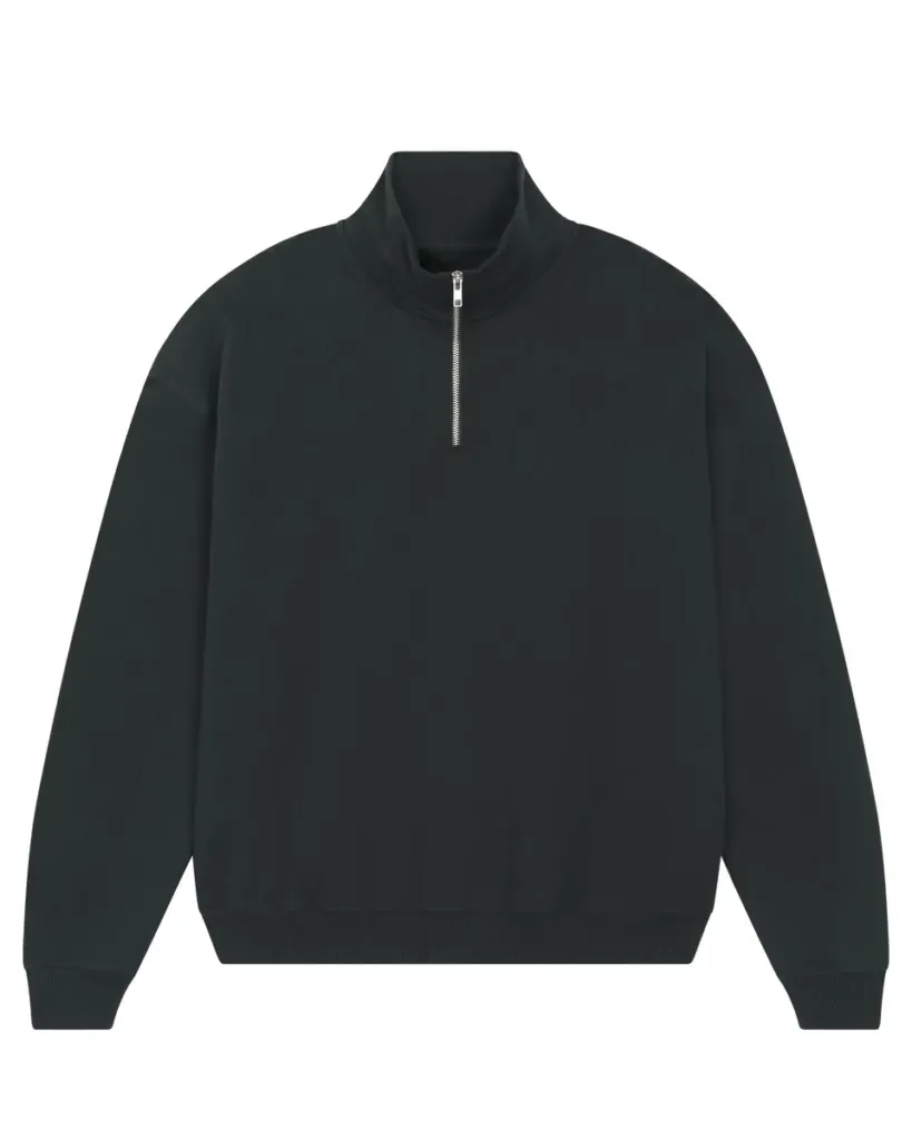 Miller Dry – Het unisex boxy sweatshirt met korte rits en dry handfeel – Black