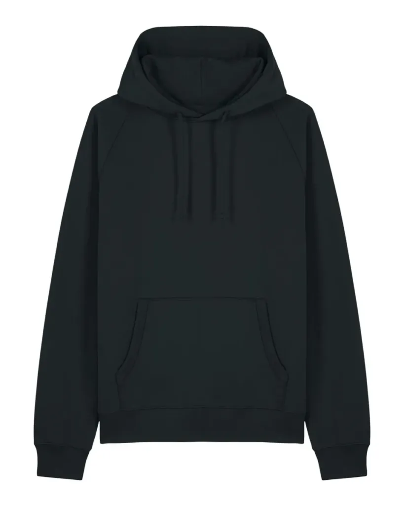 Striker – De unisex relaxed hoodie met raglanmouwen – Black